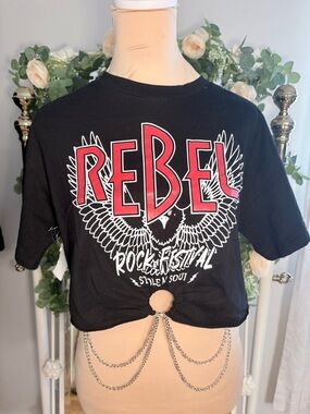 Rebel Graphic Black Crop Top